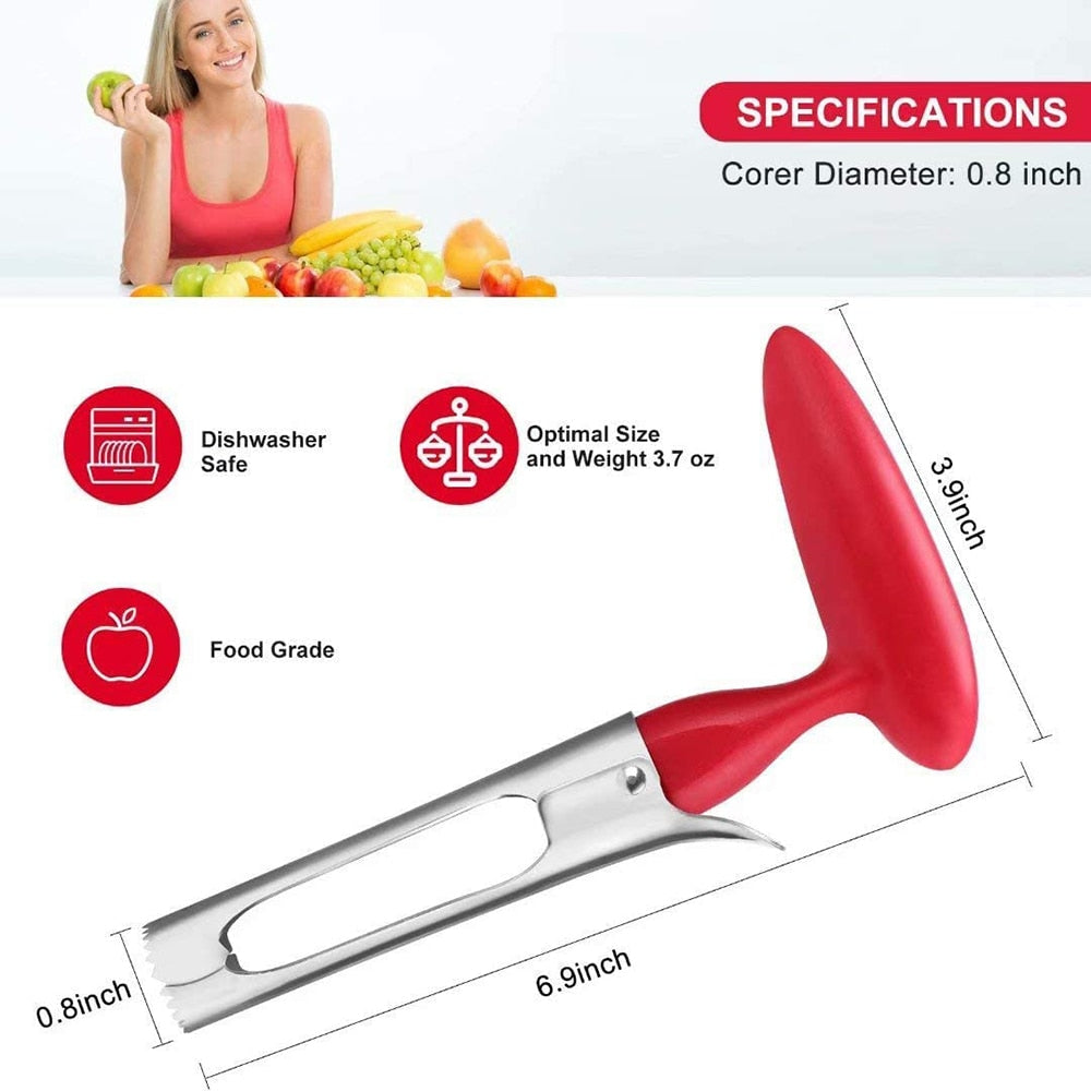 Apple Corer - Easy to Use Durable Apple Corer Remover for Pears, Bell Peppers, Fuji, Honeycrisp and Gala - Best Kitchen Gadgets