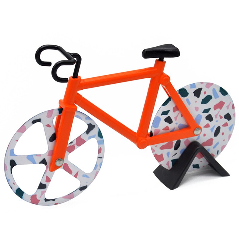 Bicycle Pizza Cutter - Stainless Steel Non-Stick Cutting Wheels - Display Stand - A very Cool Gift for Christmas by Leeseph