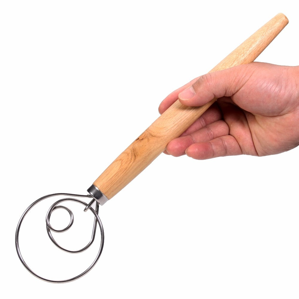 Danish Dough Whisk - LARGE 13" Stainless Steel Dutch Style bread dough whisk for pastry pizza mixer hook, kitchen accessories