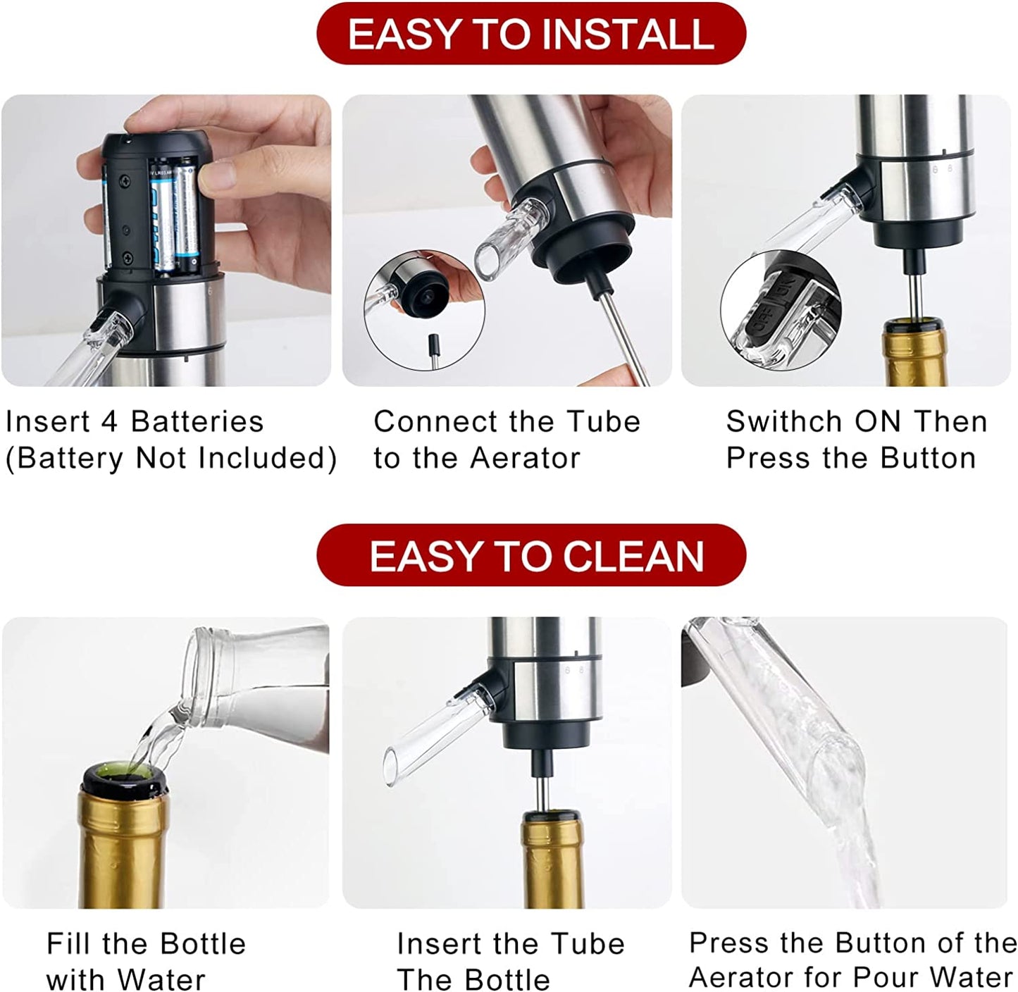 Electric Wine Aerator, Wine Pourer Automatic Dispenser Pump for One-Touch Instant Oxidation Smart Decanter Gift for Wine Lovers