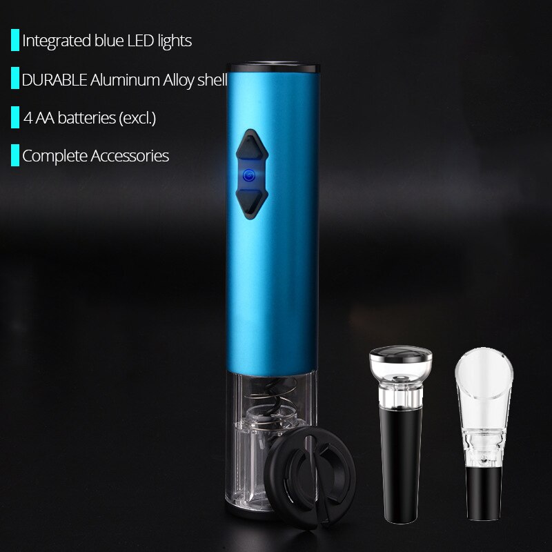 Electric Wine Opener, Automatic Electric Wine Bottle Corkscrew Opener with Foil Cutter for Wine Lover 4-in-1 Gift Set