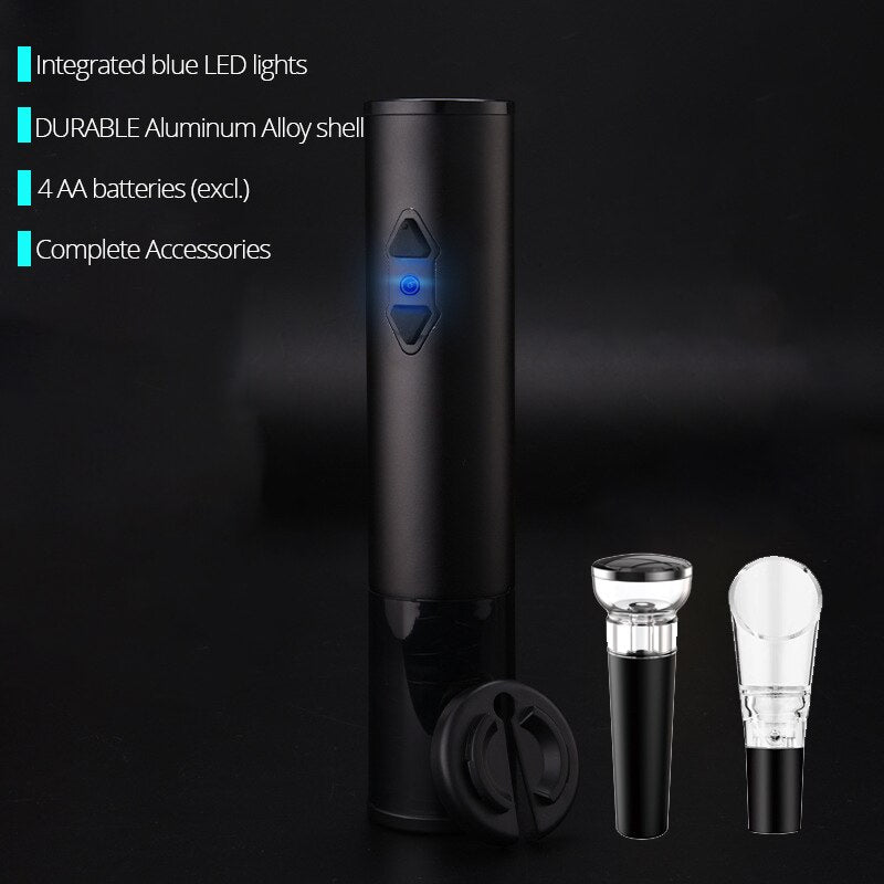 Electric Wine Opener, Automatic Electric Wine Bottle Corkscrew Opener with Foil Cutter for Wine Lover 4-in-1 Gift Set