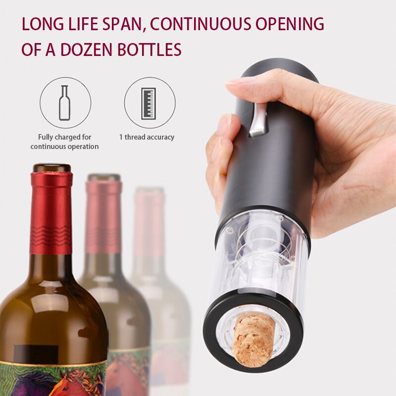 Electric Wine Opener, Battery Operated Wine Bottle Opener, Reusable Automatic Wine Corkscrew Remover for Home Kitchen Party Bar