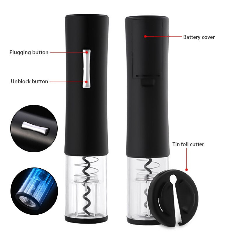 Electric Wine Opener, Battery Operated Wine Bottle Opener, Reusable Automatic Wine Corkscrew Remover for Home Kitchen Party Bar