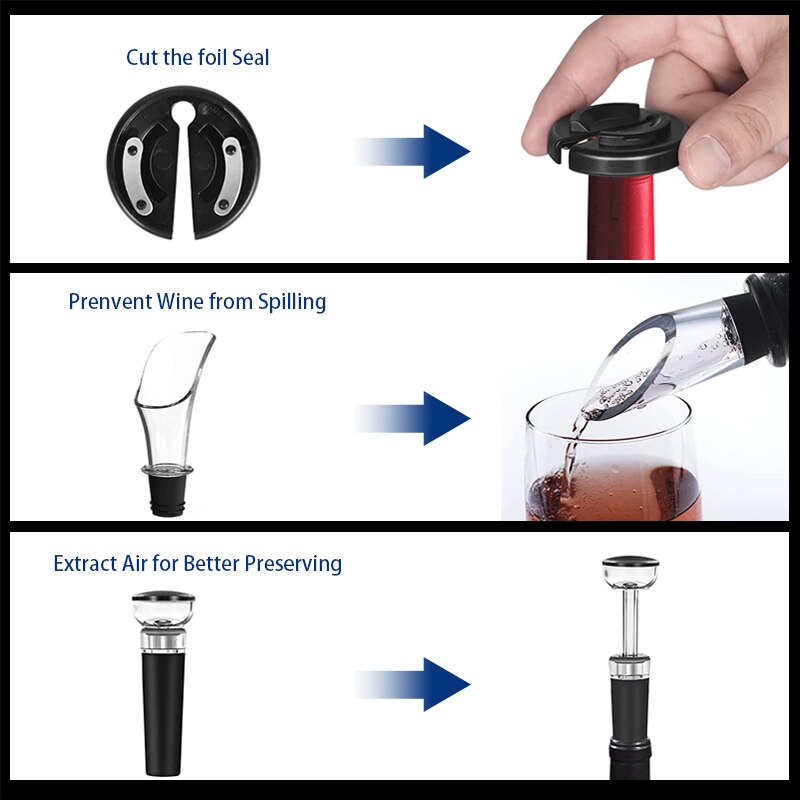Electric Wine Opener, One-click Button Reusable Automatic Wine Corkscrew Remover for Wine Lovers Gift Home Kitchen Bar Party