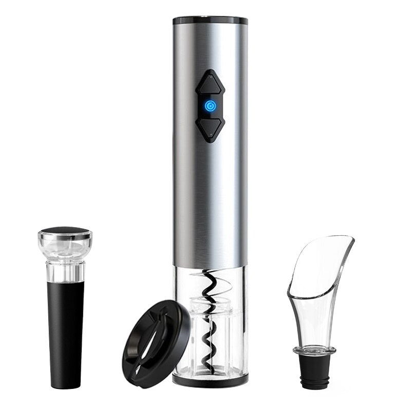 Electric Wine Opener Set Automatic Wine Bottle Opener Reusable Corkscrew Set with Foil Cutter, Vacuum Stopper and Pourer Set