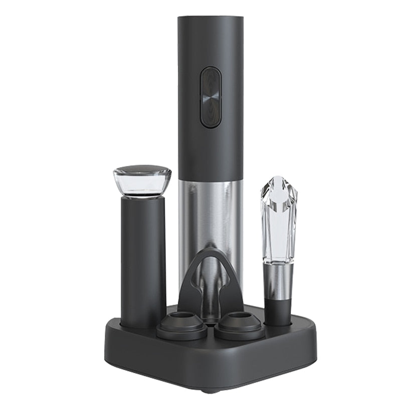 Electric Wine Opener Set, Includes Electric Wine Bottle Opener, Wine Pourer, Vacuum Wine Preserver, Foil Cutter & Base