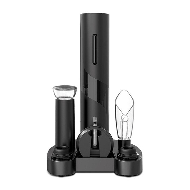 Electric Wine Opener Set, Includes Electric Wine Bottle Opener, Wine Pourer, Vacuum Wine Preserver, Foil Cutter & Base