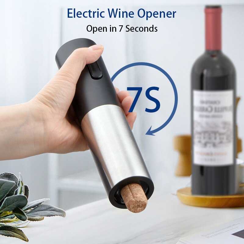 Electric Wine Opener Set, Includes Electric Wine Bottle Opener, Wine Pourer, Vacuum Wine Preserver, Foil Cutter & Base