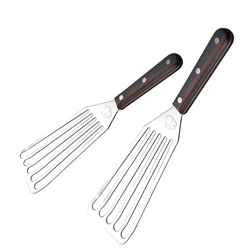 Fish Spatula, Stainless Steel Slotted Turner for Kitchen Cooking Flipping, Turning, Frying & Grilling, Riveted Handle