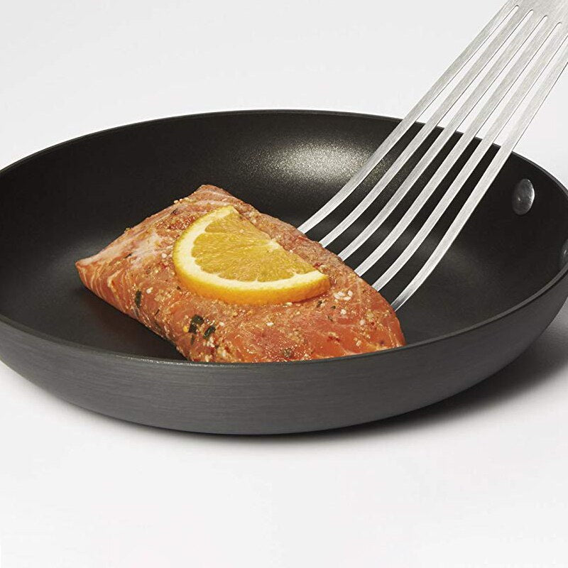 Fish Spatula, Stainless Steel Slotted Turner for Kitchen Cooking Flipping, Turning, Frying & Grilling, Riveted Handle