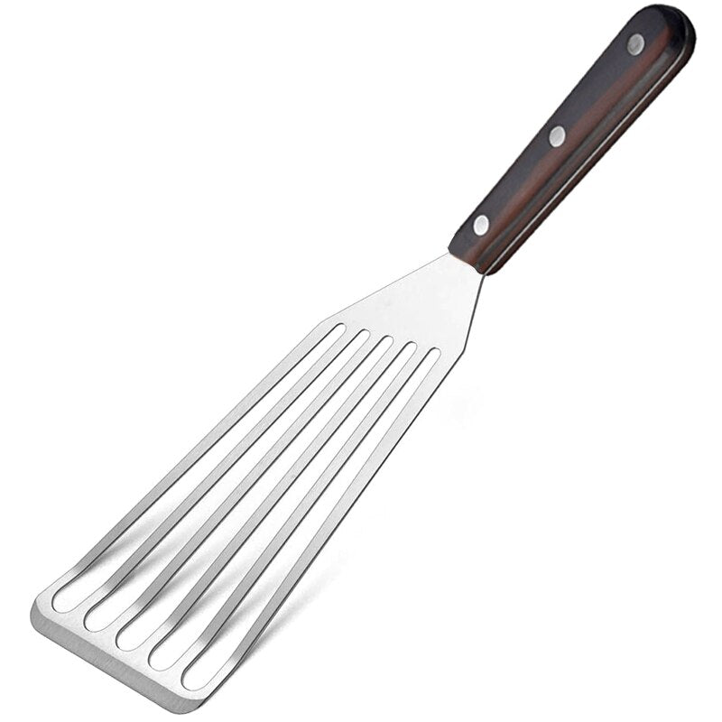 Fish Spatula, Stainless Steel Slotted Turner for Kitchen Cooking Flipping, Turning, Frying & Grilling, Riveted Handle