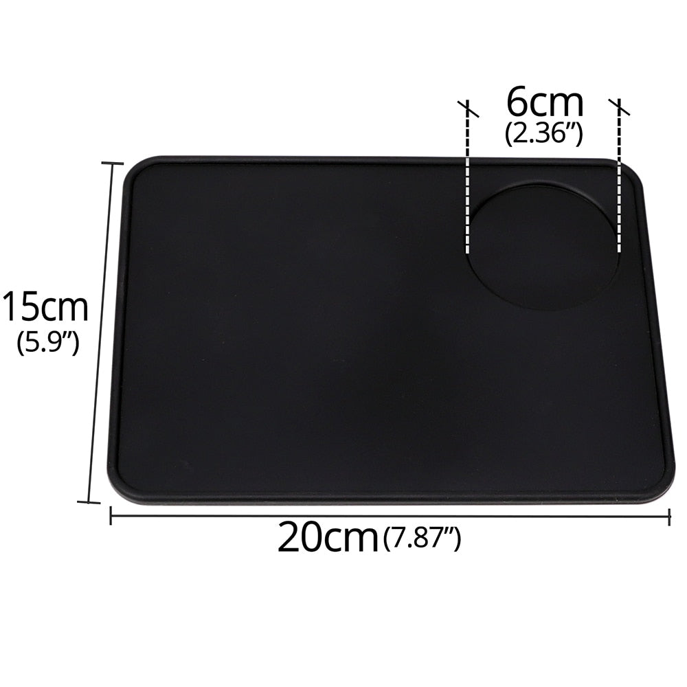 Food Grade Silicone Rubber Espresso Mat 8 Inch X 6 Inch(20cm X 15cm ), Coffee Tamper Mat, Black
