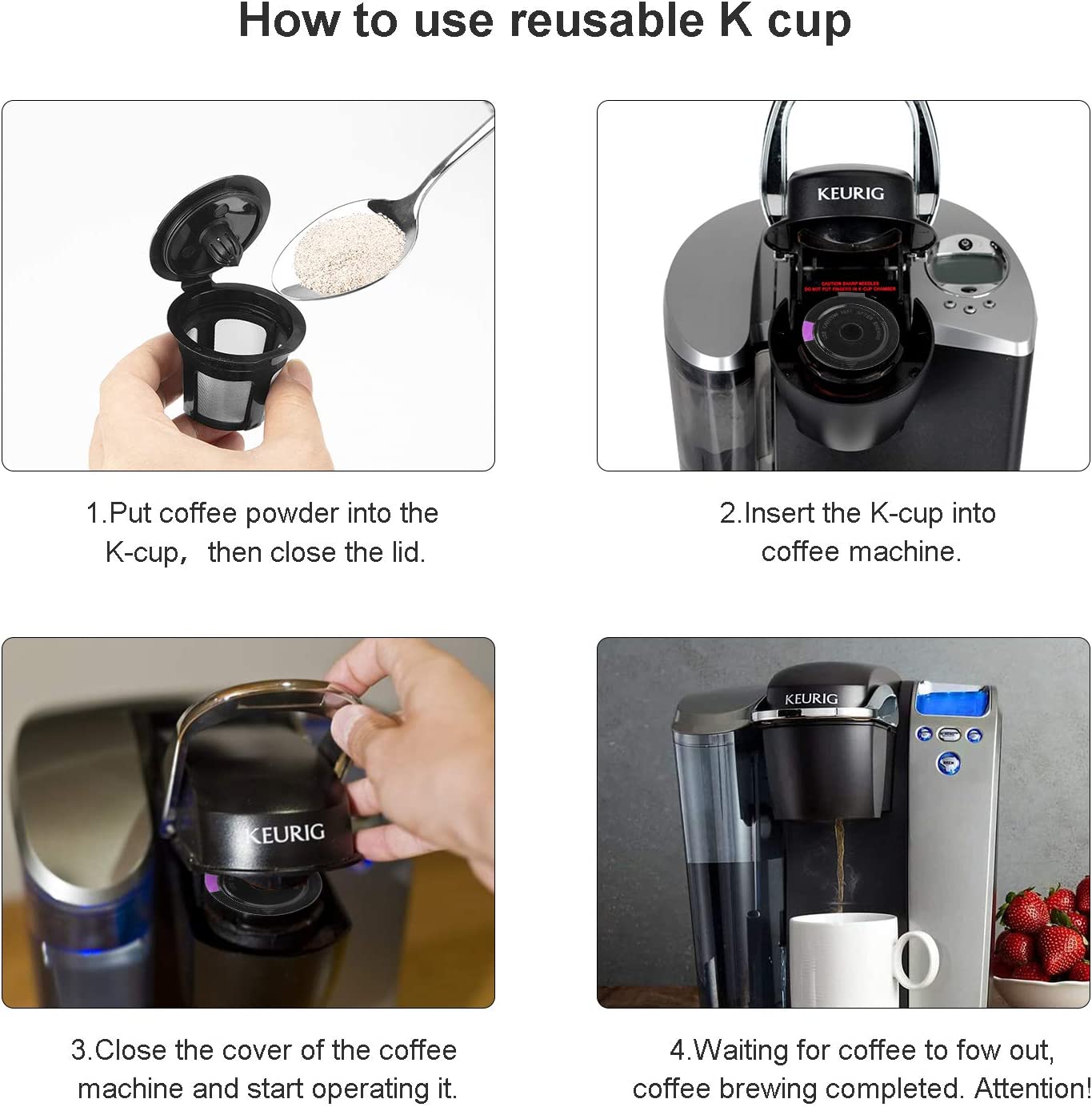 Reusable K Cups For Keurig, Reusable K CUP Coffee Filter Refillable Single K Cup for Keurig 2.0 1.0