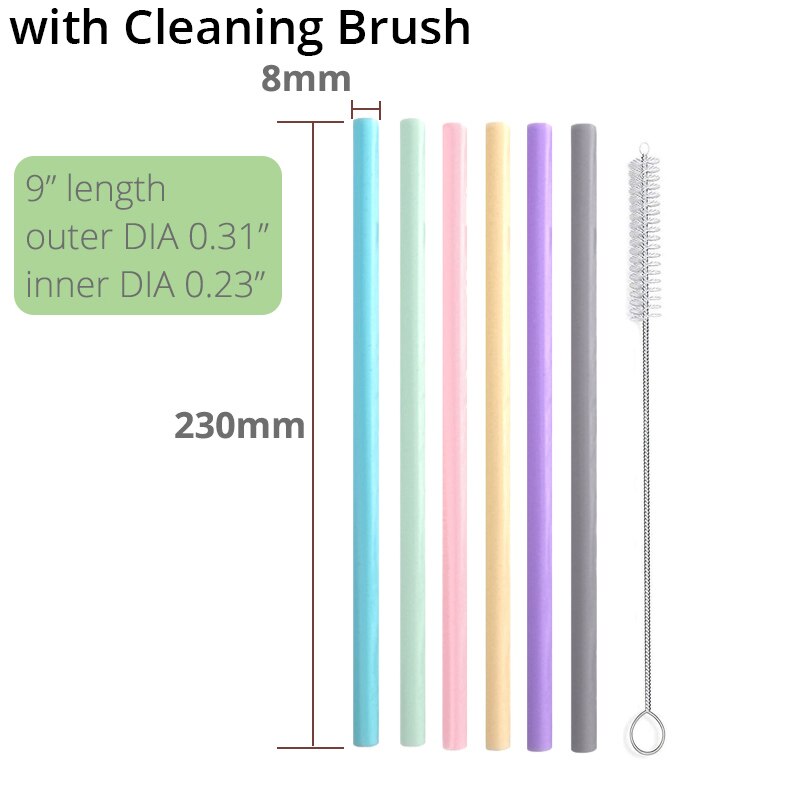 Reusable Silicone Drinking Straws, Big Size Flexible Straws - 6 Pieces(Colours may vary)