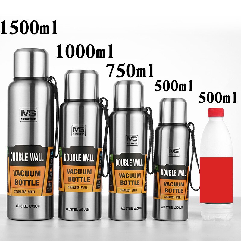 Russian Outdoor Thermos Stainless Steel Large Capacity Portable Double Wall Vacuum Flask Insulated Tumbler, 500/700/1000/1500ml