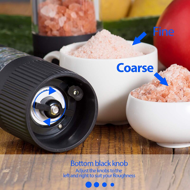 Salt and Pepper Mills,Electric Kitchen Spice Grinders Set With Bright Light,Adjustable Powered Shakers,Automatic One Hand Mills