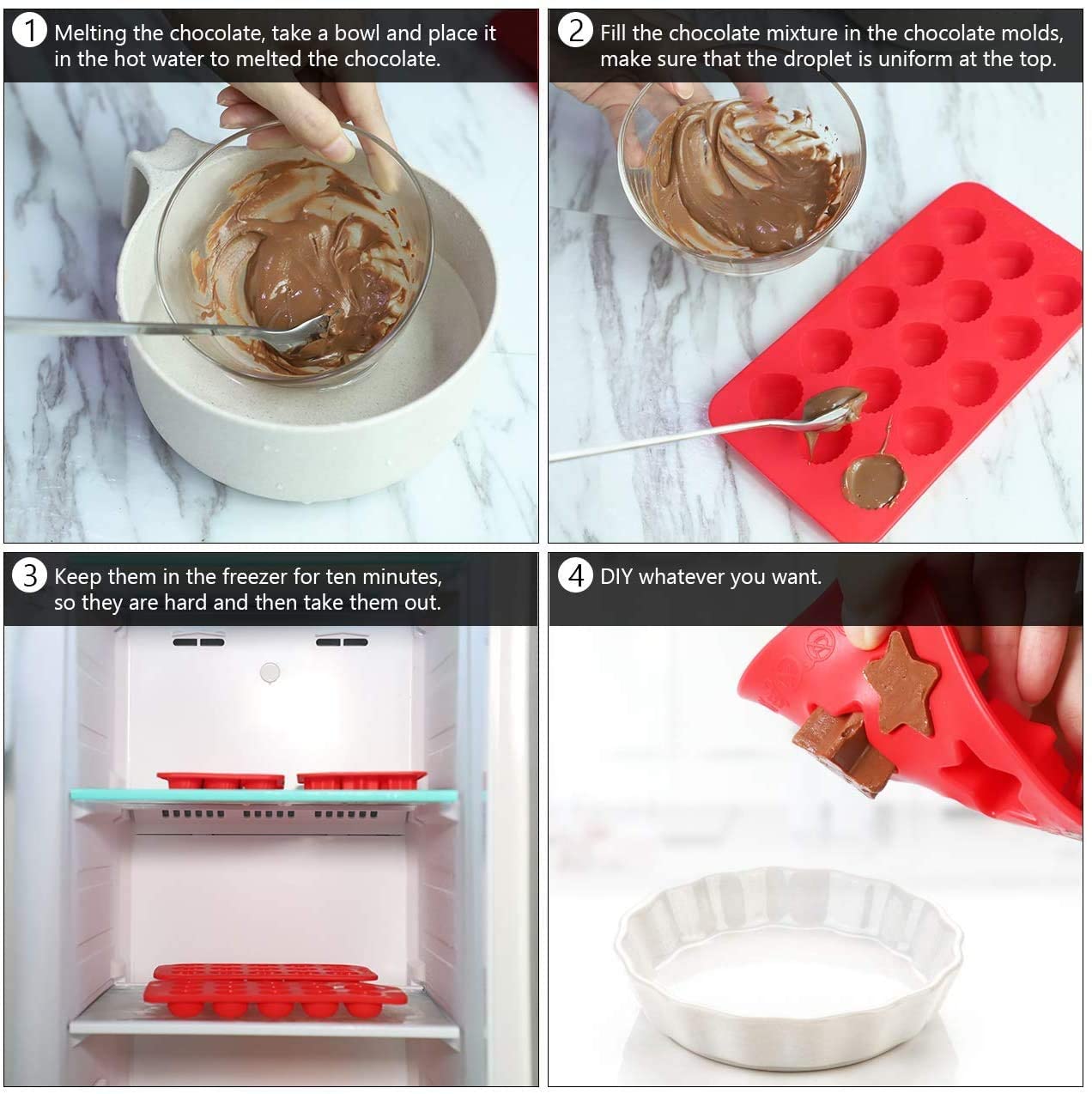 Silicone Ice Cube Trays, Reusable Chocolate Molds Candy Molds, Silicone Baking Mold for Cake Decoration Soap Crayons