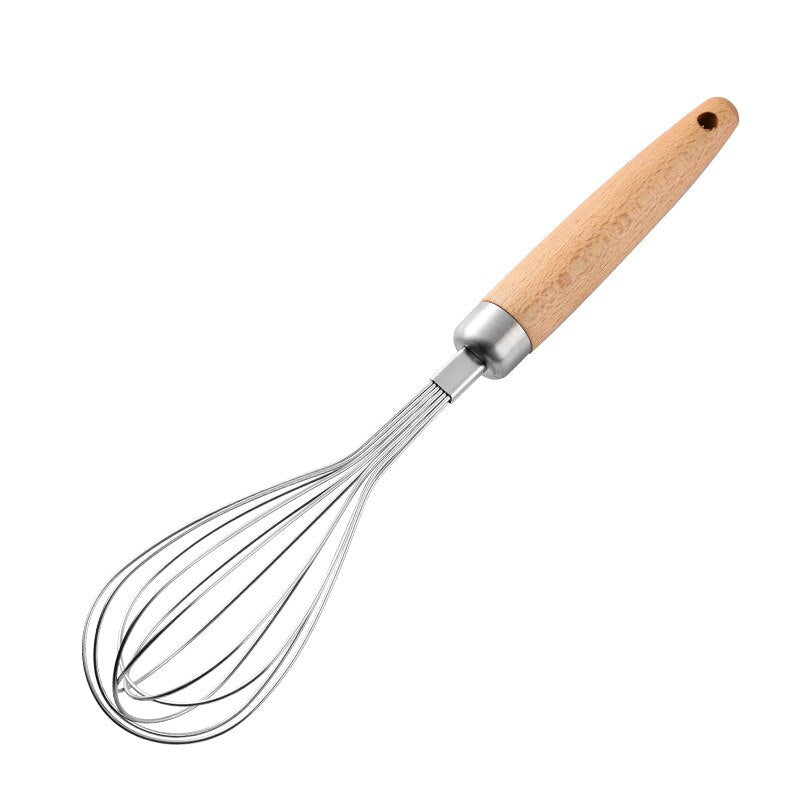 Stainless Steel Wooden Handle Whisk, Egg Mixer Egg Yolk Separator Wisk Kitchen Tool Egg Beater for Eggs and Egg Whites Blending