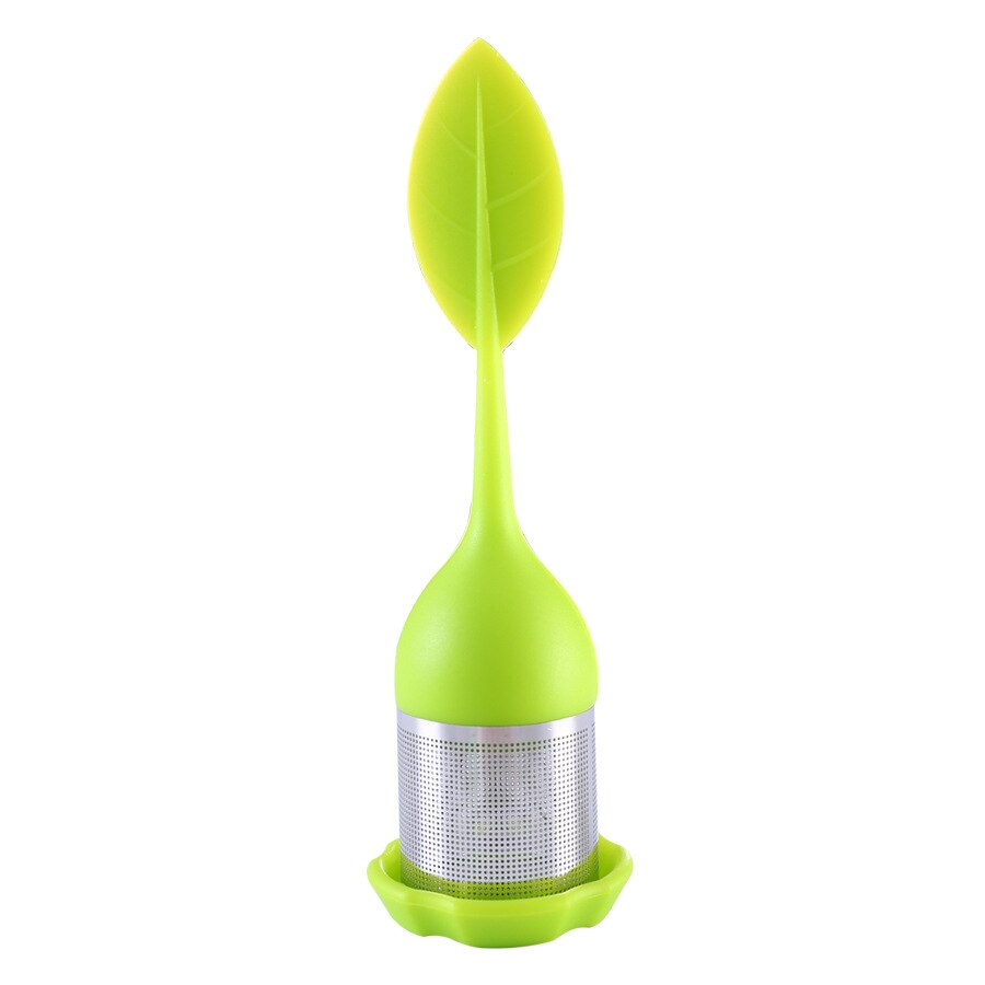 Tea Infuser - Stainless Steel Fine Mesh Tea Filter with BPA-Free Silicone Leaf Handle and Drip Tray for all Loose Leaf Tea
