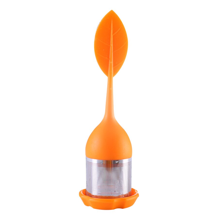 Tea Infuser - Stainless Steel Fine Mesh Tea Filter with BPA-Free Silicone Leaf Handle and Drip Tray for all Loose Leaf Tea