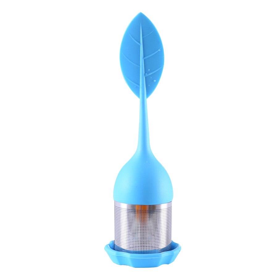 Tea Infuser - Stainless Steel Fine Mesh Tea Filter with BPA-Free Silicone Leaf Handle and Drip Tray for all Loose Leaf Tea