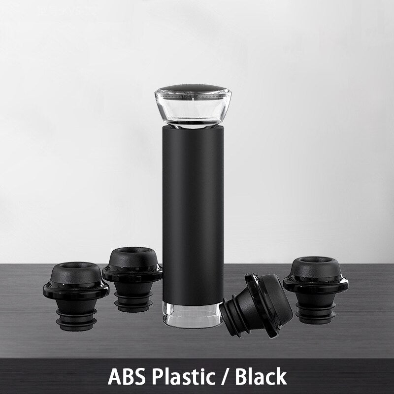 Vacuum Wine Bottle Stopper, Reusable Wine Vacuum Pump with 4 Food-grade Silicone Leakproof Wine Stoppers (Set)