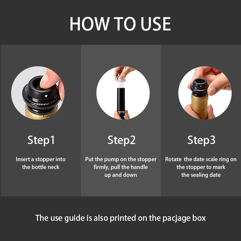 Vacuum Wine Bottle Stopper, Reusable Wine Vacuum Pump with 4 Food-grade Silicone Leakproof Wine Stoppers (Set)