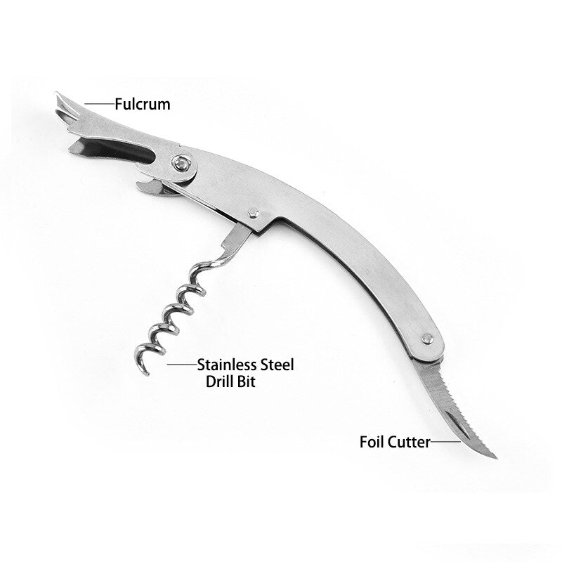 Waiter's Corkscrew, Stainless Steel Wine Opener Bottle Opener Wine Key Beer Opener With Foil Cutter for Bartenders and Gifts