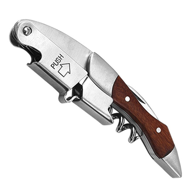 Waiters Corkscrew, 3-1 Professional Wine Key, Double Lever Bottle Opener for Bartenders and Gifts - Sharp Micro-Serrated Knife