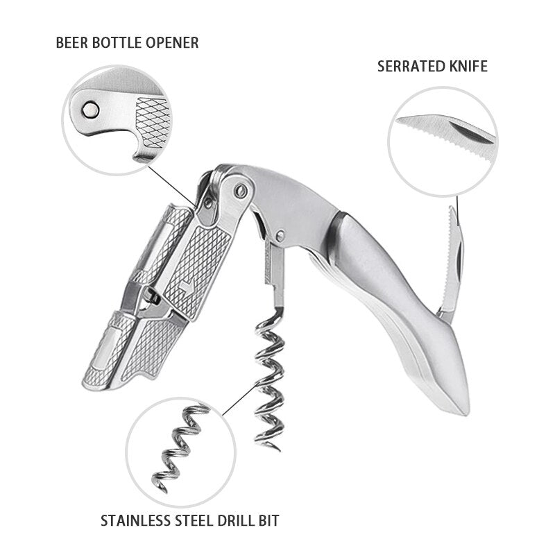 Waiters Corkscrew, Dual Lever System and Integrated Blade Cutter with Opener, Wine Bottle Opener for Bartenders and Gifts