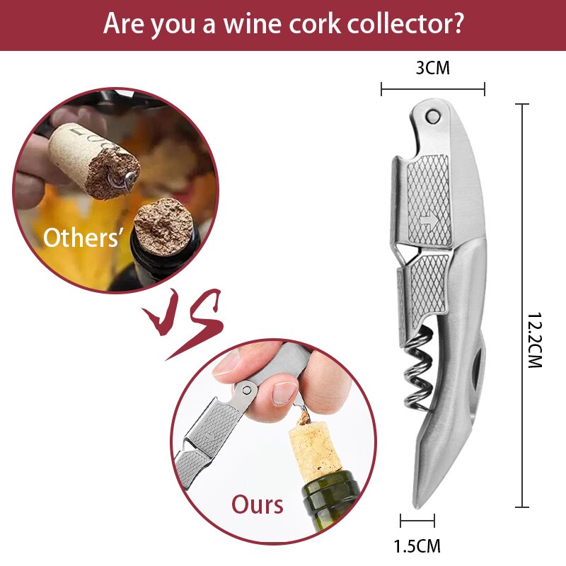Waiters Corkscrew, Dual Lever System and Integrated Blade Cutter with Opener, Wine Bottle Opener for Bartenders and Gifts