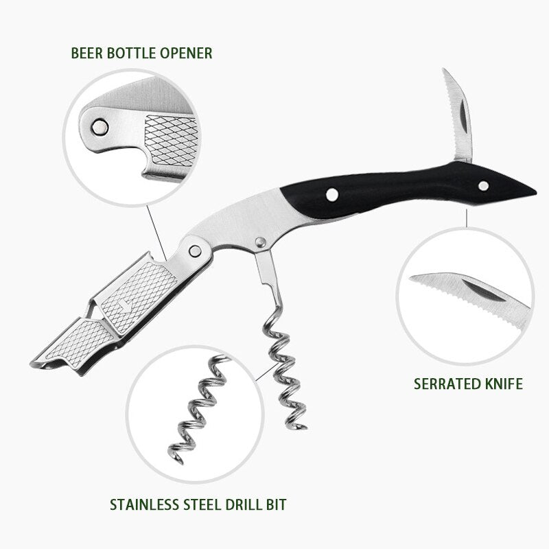 Waiters Corkscrew, Wine Bottle Opener, Professional Waiters Corkscrew with Foil Cutter & Dual Hinge Wine Opener for Bartenders