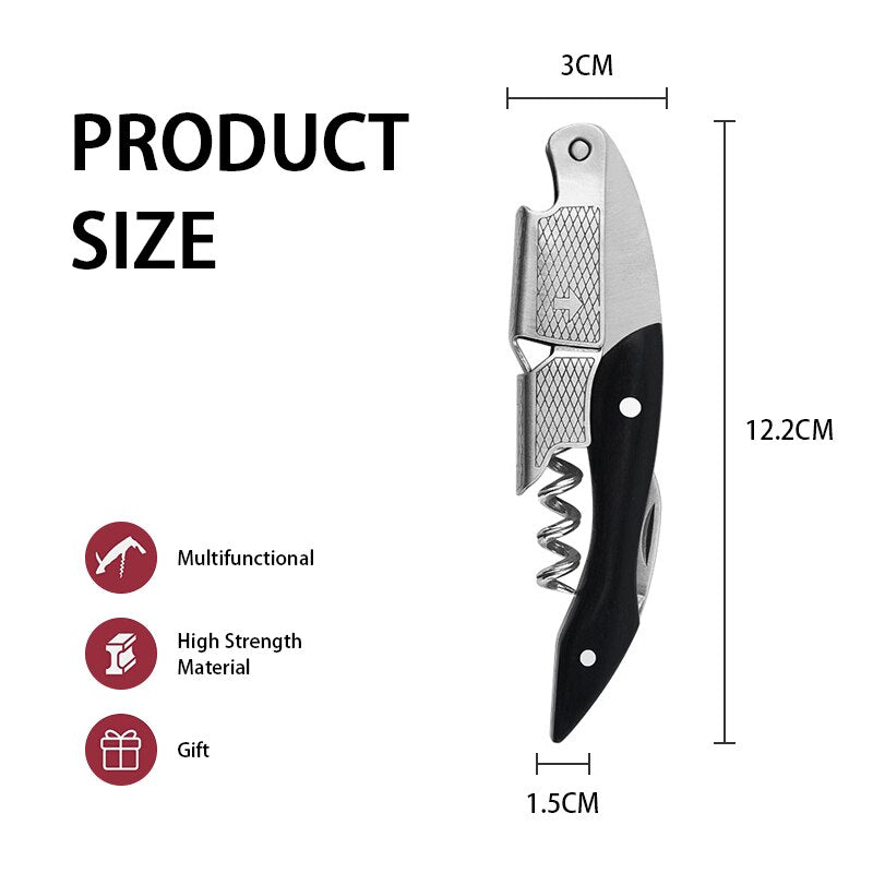 Waiters Corkscrew, Wine Bottle Opener, Professional Waiters Corkscrew with Foil Cutter & Dual Hinge Wine Opener for Bartenders