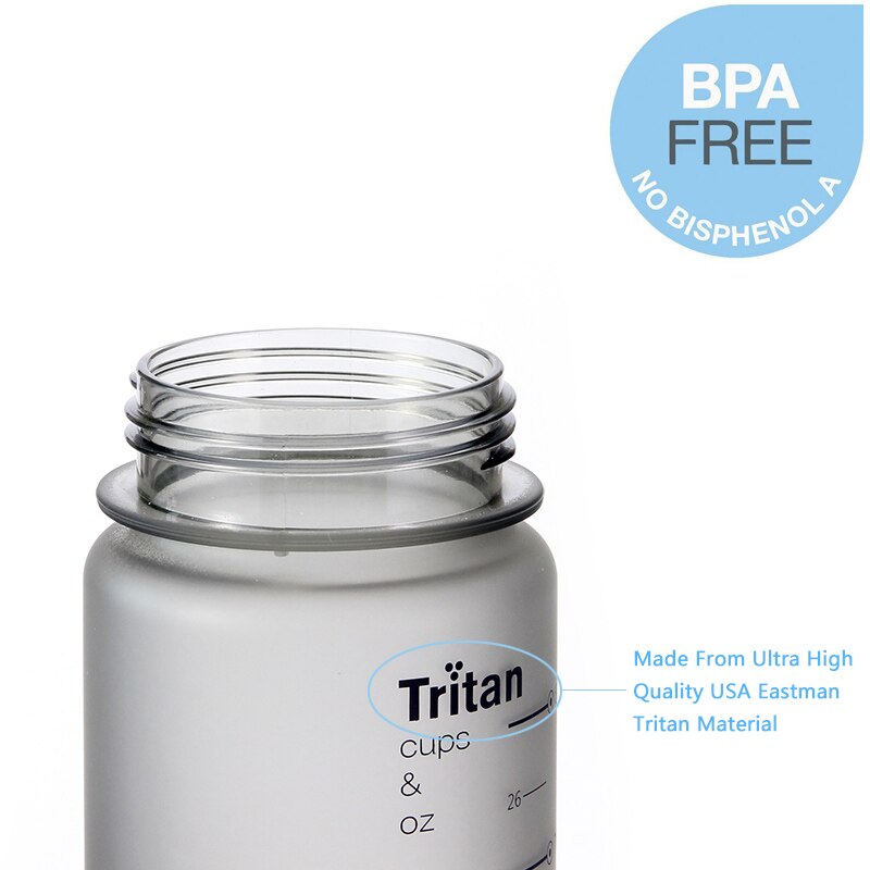 Water Bottle, Clear Large Water Bottle with Handle, 0.9L Sports Water Bottle BPA Free Wide Mouth Water Jugs for Gym, Kitchen