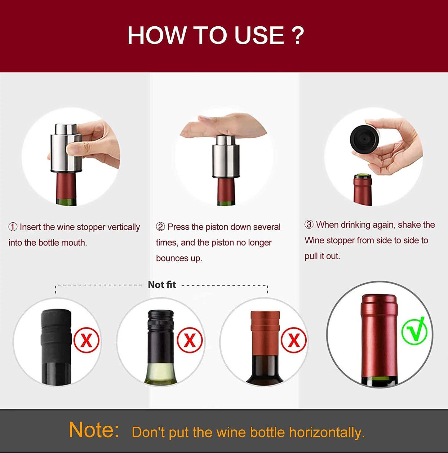 Wine Bottle Stopper, Vacuum Wine Preserver with Time Scale Record, Wine Bottles Seal Storage Keep Fresh, Reusable Wine Stopper