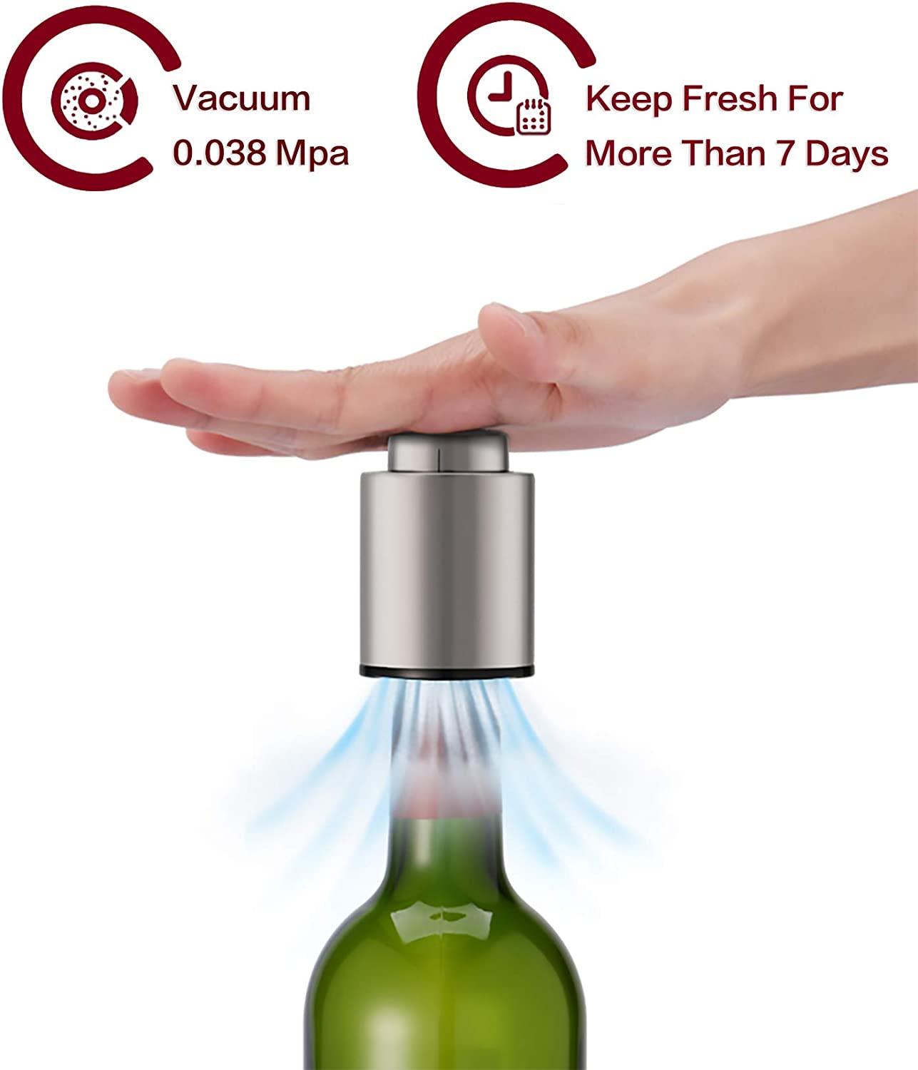 Wine Bottle Stopper, Vacuum Wine Preserver with Time Scale Record, Wine Bottles Seal Storage Keep Fresh, Reusable Wine Stopper