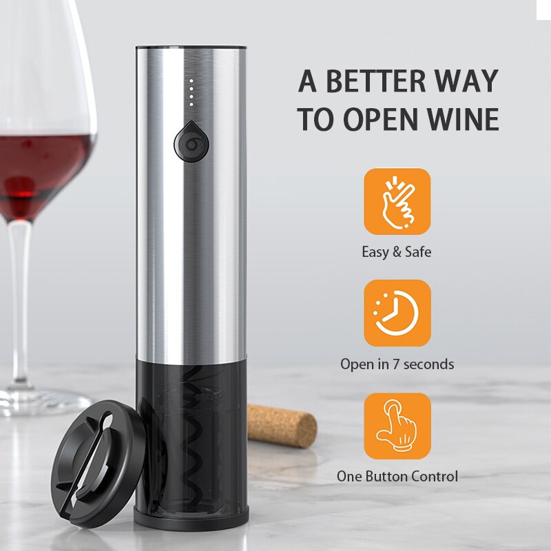 Wine Corkscrew Bottle Opener, Electric Wine Opener, Automatic Rechargeable Wine Opener with Foil Cutter For Home Party Gifts