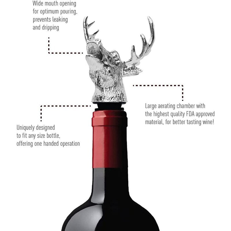 Wine Pourer Wine Aerator, Zinc Alloy Animal Head Pourer for Bar Accessories Birthday Home Party