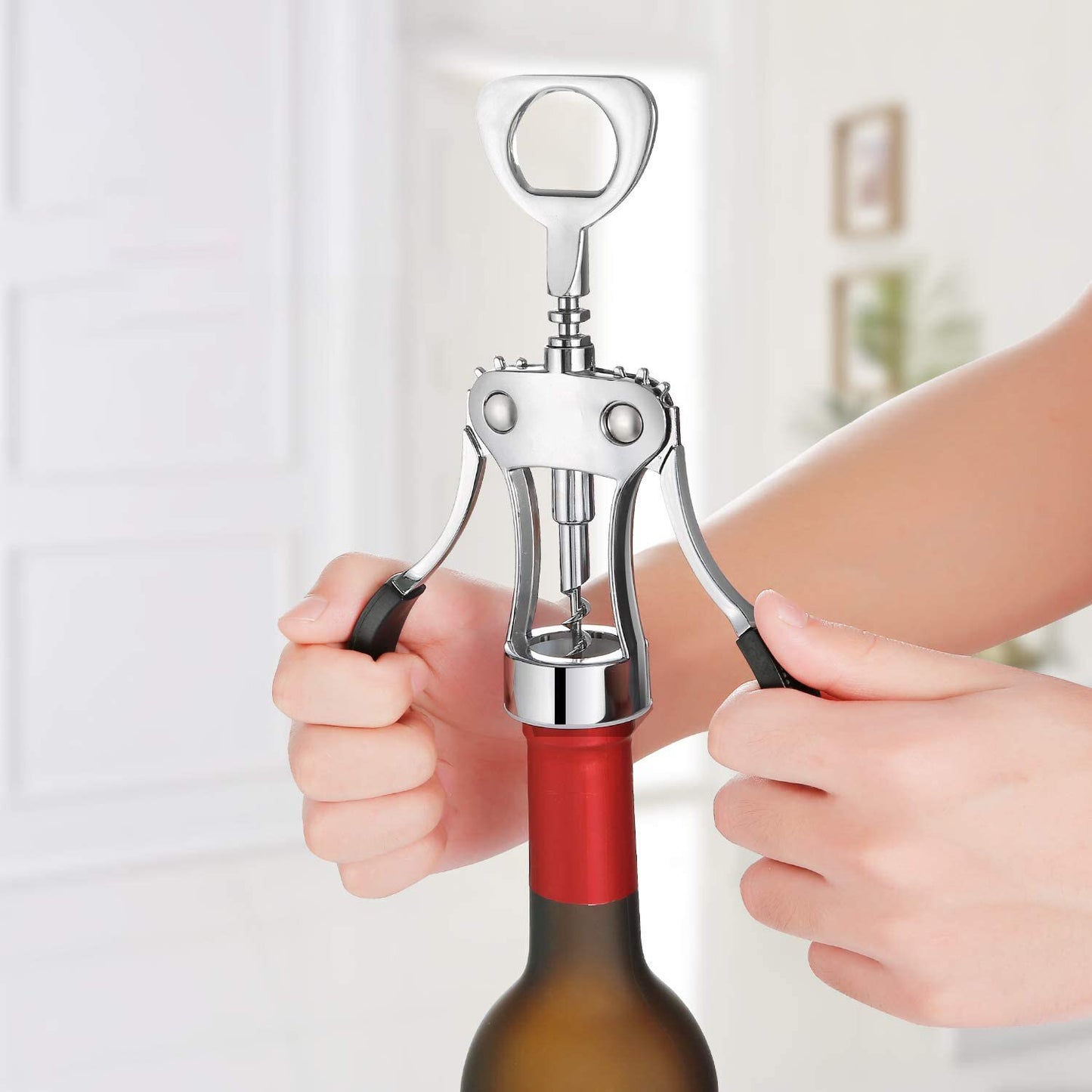 Zinc Alloy Wine Bottle Opener, Wing Corkscrew Wine Opener with Multifunctional Bottles Opener for Home Bar Party