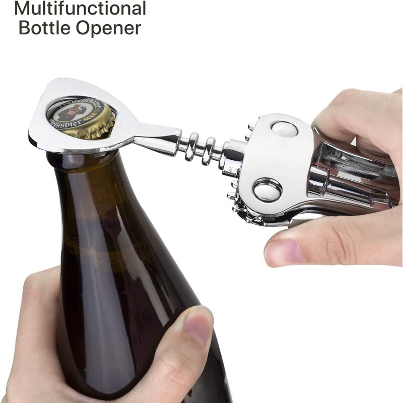Zinc Alloy Wine Bottle Opener, Wing Corkscrew Wine Opener with Multifunctional Bottles Opener for Home Bar Party