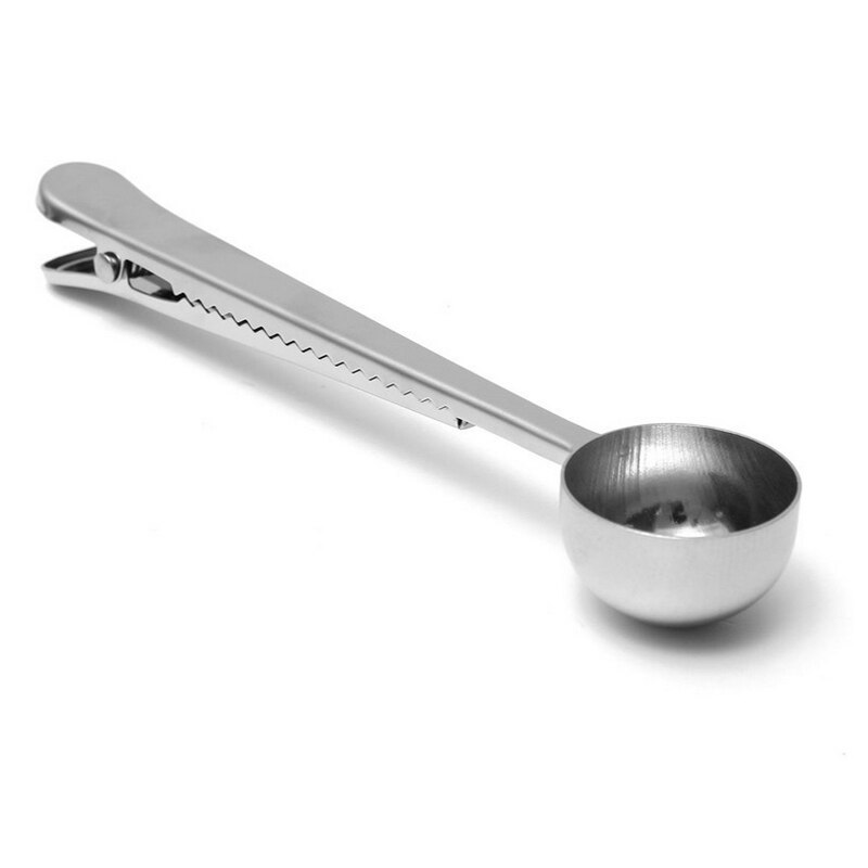 2 in 1 coffee spoon, stainless steel teaspoon with long handle, multifunctional coffee spoon with clip (with bag clip)