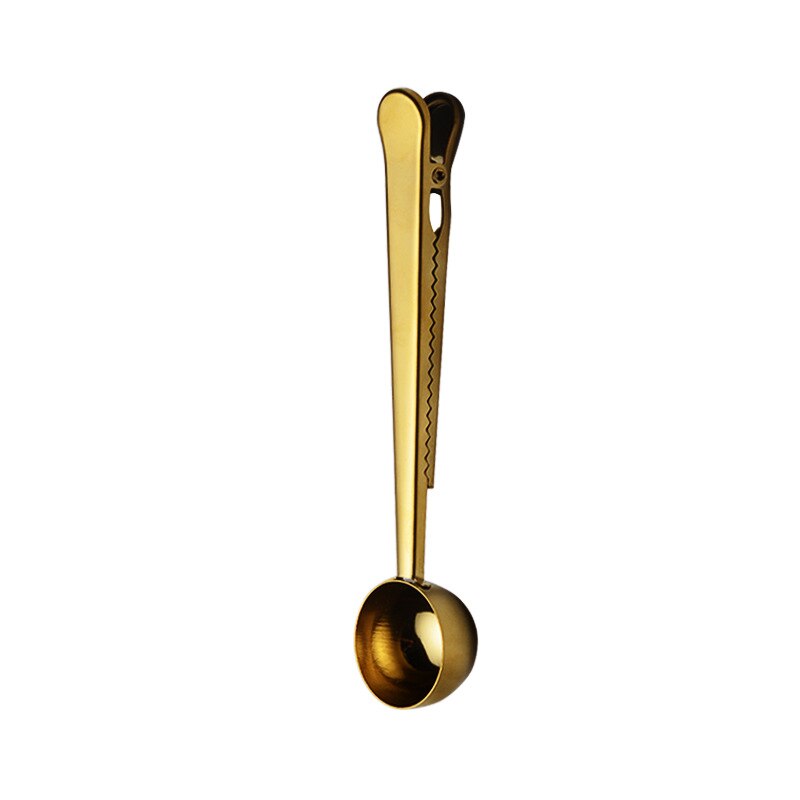 2 in 1 coffee spoon, stainless steel teaspoon with long handle, multifunctional coffee spoon with clip (with bag clip)