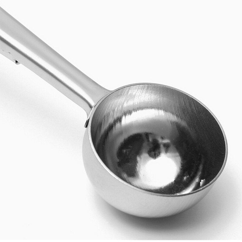 2 in 1 coffee spoon, stainless steel teaspoon with long handle, multifunctional coffee spoon with clip (with bag clip)