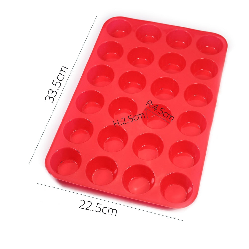 24-Cup Non-Stick Silicone Baking Mold for Muffins, Cupcakes and Mini Cakes