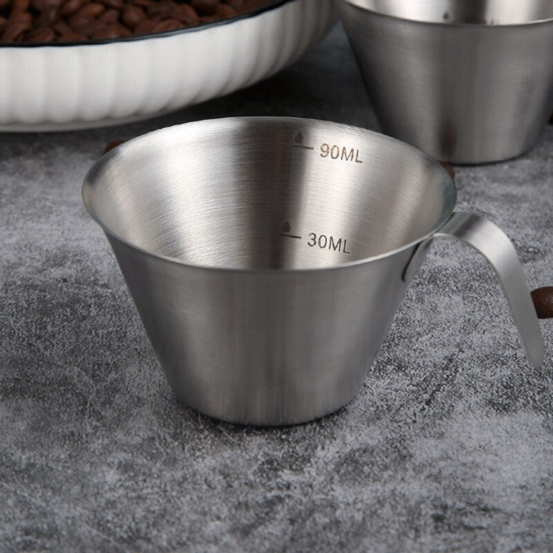 90ml Measuring Cup Stainless Steel Espresso Shot Cup with Ergonomic Handle Coffee Accessories for Barista Home Cafe