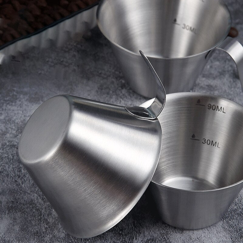90ml Measuring Cup Stainless Steel Espresso Shot Cup with Ergonomic Handle Coffee Accessories for Barista Home Cafe