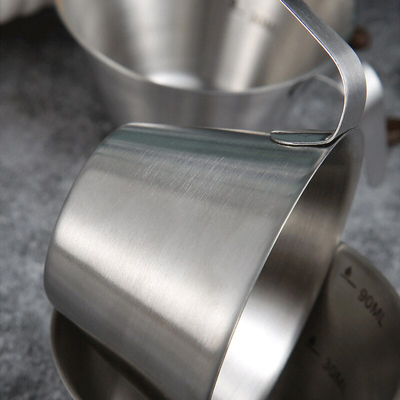 90ml Measuring Cup Stainless Steel Espresso Shot Cup with Ergonomic Handle Coffee Accessories for Barista Home Cafe