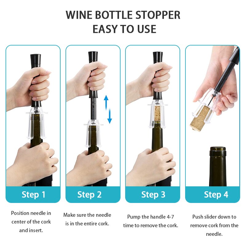 Air Pressure Wine Bottle Opener, Corkscrew, Foil Cutter, Easy Remover Tool Wine Bottle Opener, Cork Out Tool, Bottle Opener