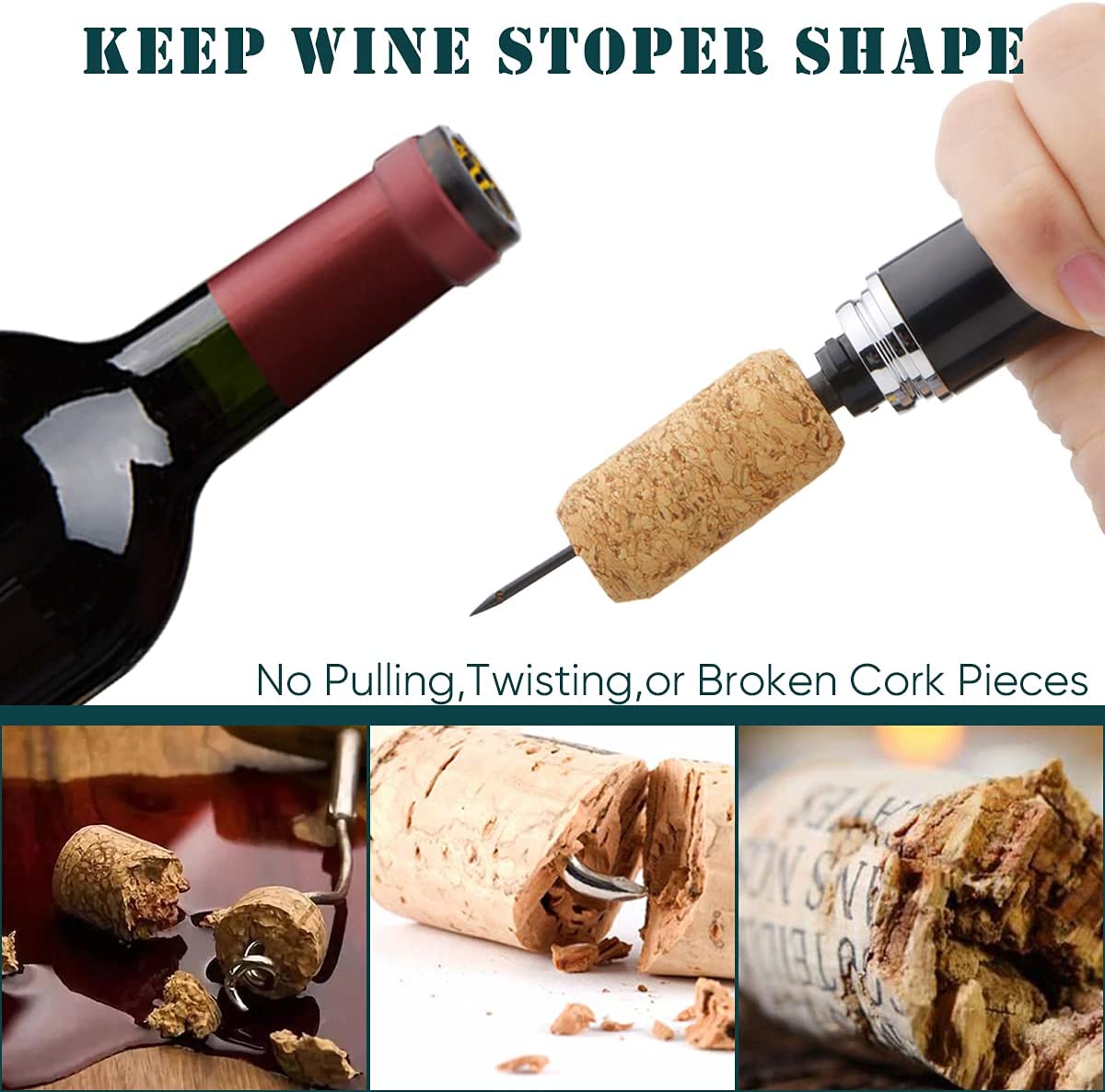 Air Pump Wine Bottle Opener, Pocket Wine Opener, Features Built-in Foil Cutter and Air Pressure Safeguard Technology